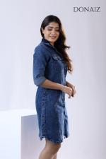 DONAIZ Stylish Roll sleeve Denim Shirt Dress (Re)