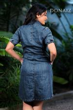 Pleated Denim Dress