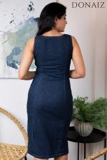 Sleeveless Denim Dress with Side Slit