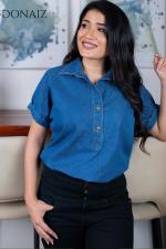 Chambray Front Buttoned Top
