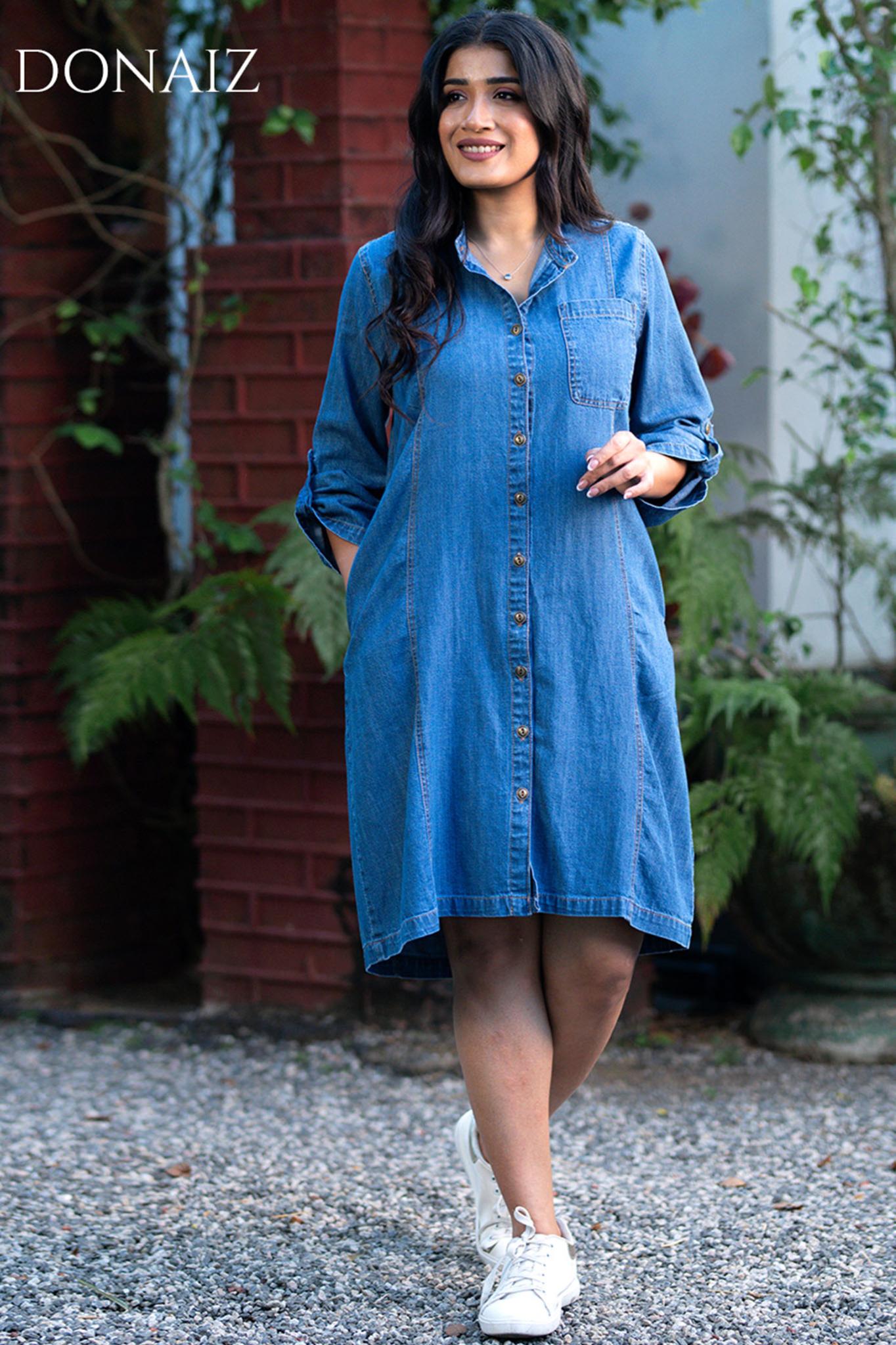 Denim Long Sleeve Shirt Dress