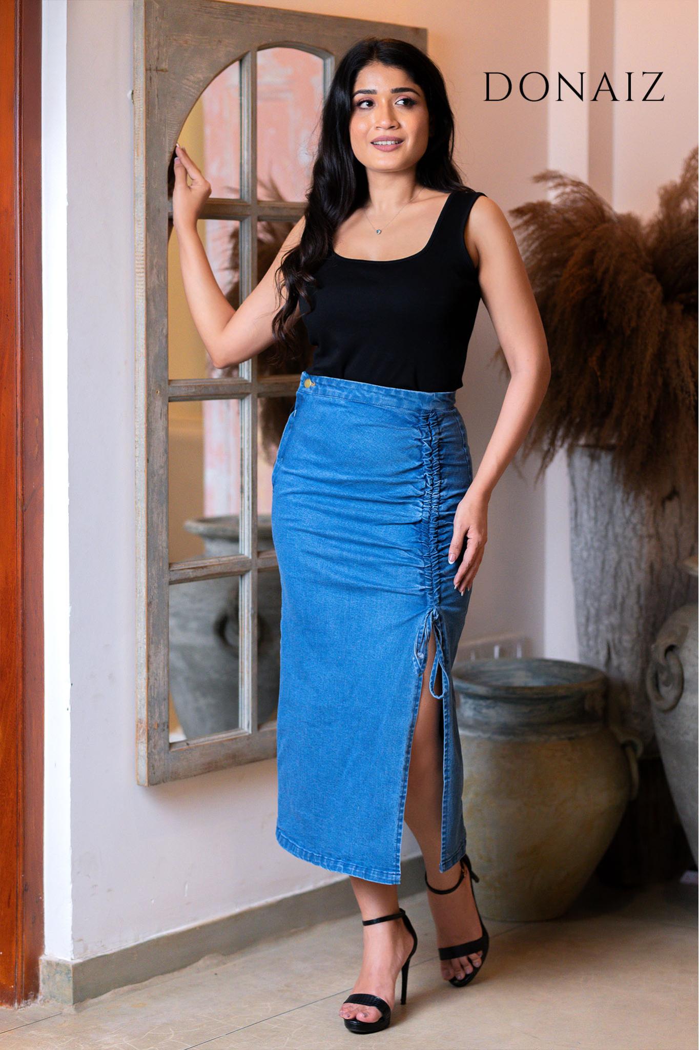 Fashionanble Front Tie Denim Skirt