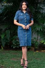 Elegant Collared Front Buttoned Denim Dress