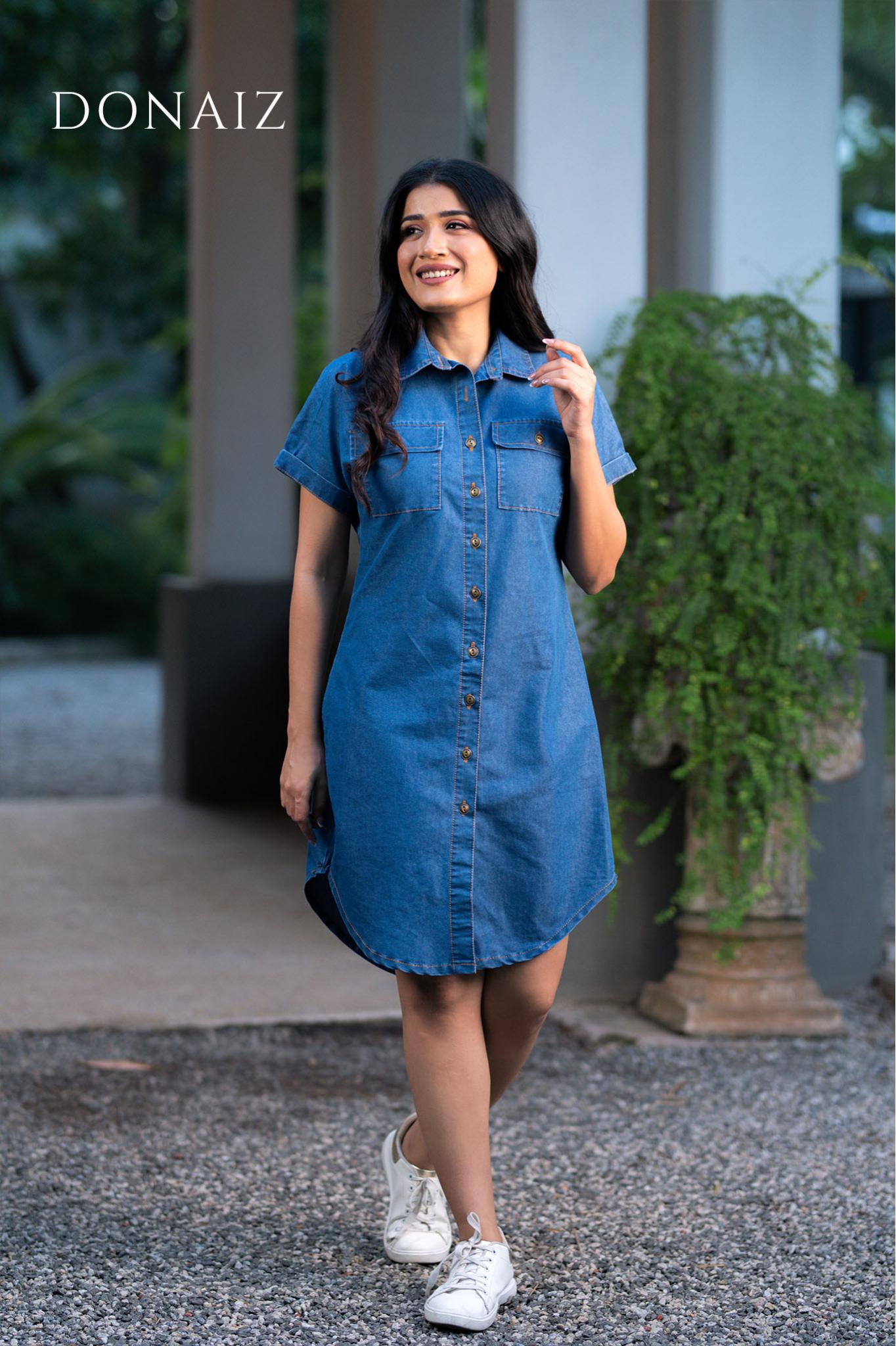 Elegant Chambray Shirt Dress