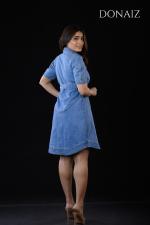 DONAIZ Stylish Denim Shirt dress with Belt