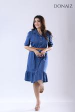 DONAIZ denim dress with ruffle hem