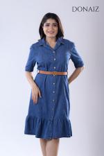 DONAIZ denim dress with ruffle hem