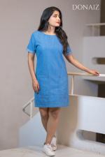 Fashionable Round Neck Denim Dress