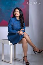 Stylish Roll sleeve Denim Shirt Dress