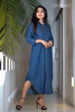 Solid Chamri Long Shirt Dress