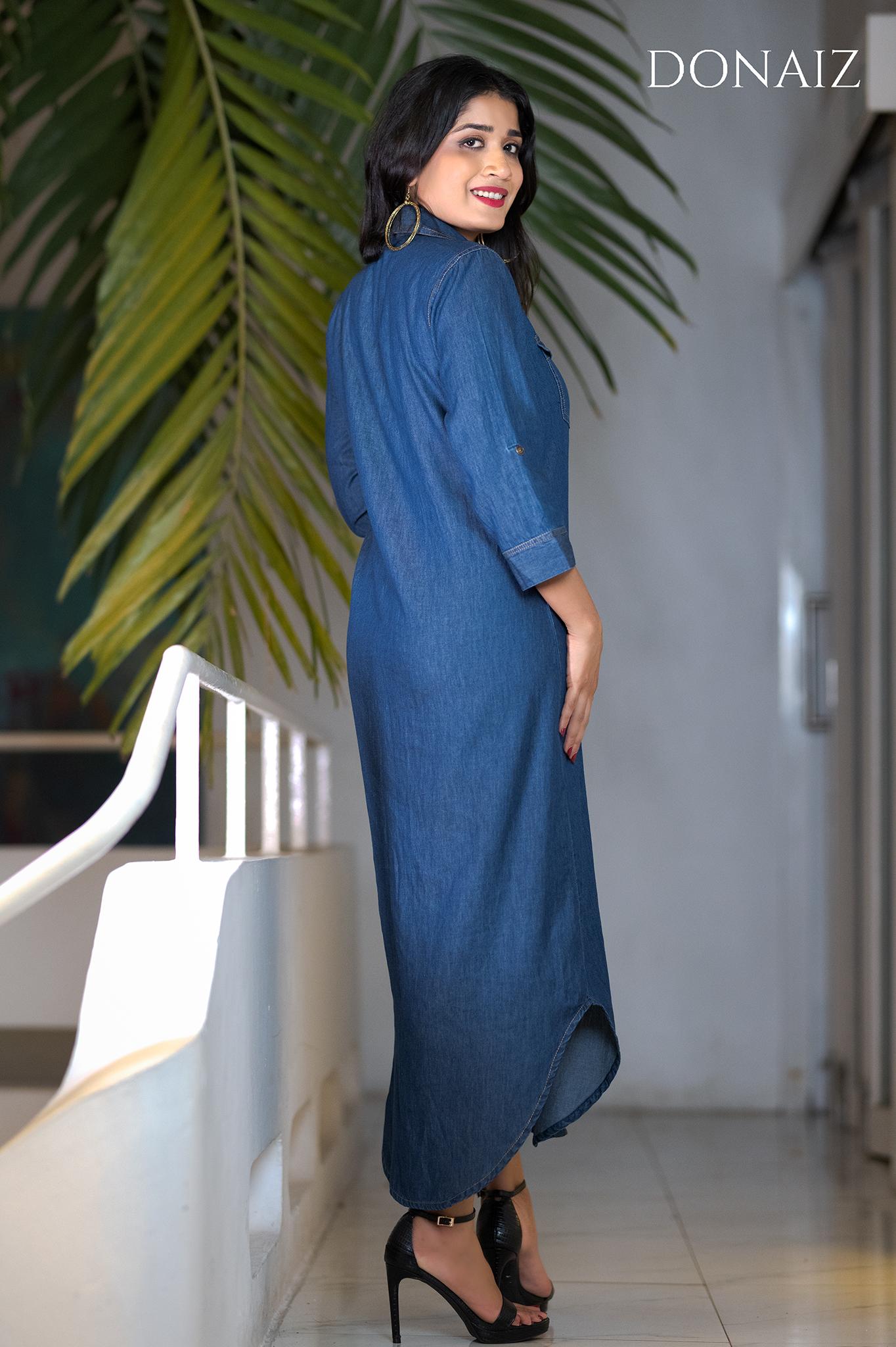 Solid Chamri Long Shirt Dress
