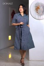 Checked Midi Front Tie Dress
