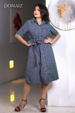 Checked Midi Front Tie Dress